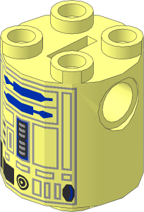 Cylinder  2 x  2 x  2 Robot Body w. SW Blue/Bl. Grey R2 Pattern