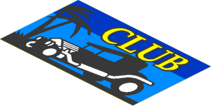 Sticker  2.3 x  3.9 with "CLUB" Hot Rod Logo