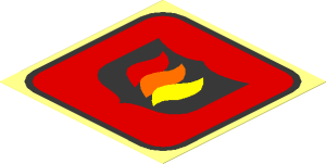 Sticker  2.9 x  2.9 with Fire Logo Badge