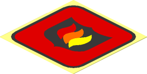 Sticker  2.1 x  2.1 with Fire Logo Badge