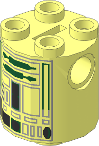 Cylinder  2 x  2 x  2 Robot Body w. SW DkGreen/Grey R2 Pattern