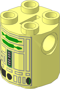 Cylinder  2 x  2 x  2 Robot Body w. SW BrGreen/Grey R2 Pattern