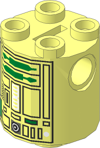 Cylinder  2 x  2 x  2 Robot Body w. SW Copper/Silver R2 Pattern