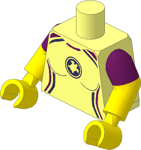 Minifig Torso with Dual Mould Arms and Hands with Female Wetsuit, Coral and Dark Azure Trim and Turtle Logo Pattern