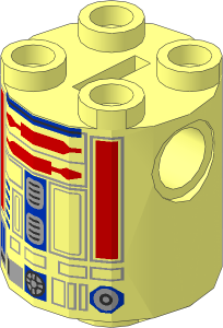 Cylinder  2 x  2 x  2 Robot Body with Red Lines and Blue Pattern (R5-D8 / R5-D4)