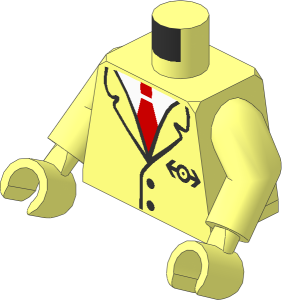Minifig Torso with Arms and Hands with Suit and Red Tie with Train Logo Pattern
