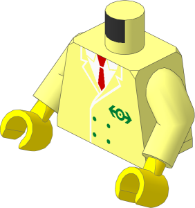 Minifig Torso with Arms and Hands with Four Button Suit and Train Logo Pattern