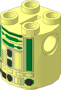 Cylinder  2 x  2 x  2 Robot Body with Black Lines and Green Pattern (R2 Unit)