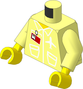 Minifig Torso with Arms and Hands with Airplane Logo and "AIR" Badge Pattern