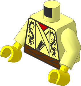 Minifig Torso with Arms and Hands with Samurai Dragon Robe Pattern
