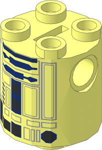Cylinder  2 x  2 x  2 Robot Body with Grey Lines and Dark Blue Pattern