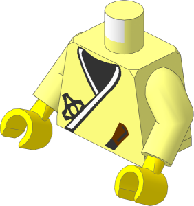 Minifig Torso with Arms and Hands with Ninja Wrap, Silver Shuriken & Dagger Pattern
