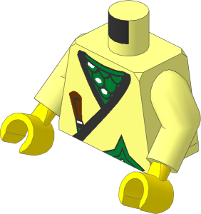 Minifig Torso with Arms and Hands with Ninja Wrap, Gold Shuriken, and Armour Pattern