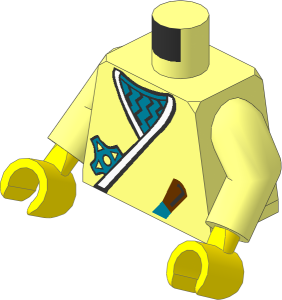 Minifig Torso with Arms and Hands with Ninja Wrap, Gold Shuriken, and Dagger Pattern