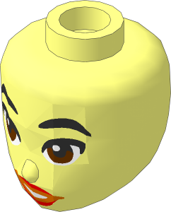 Figure Friends Head with Black Eyebrows, Reddish Brown Eyes Nougat Lips, and Dark Orange Lopsided Open Mouth Smile Pattern