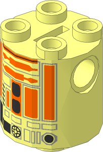 Cylinder  2 x  2 x  2 Robot Body with Orange Lines Pattern (R3-A2)
