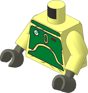 Minifig Torso with Arms and Hands with SW Blast Armour (Green Plates) Grey Pattern