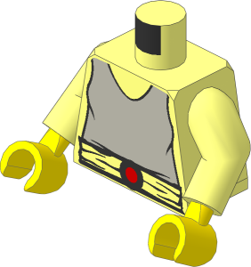 Minifig Torso with Arms and Hands with SW Grey Shirt, Belt with Red Buckle Pattern