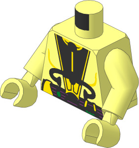 Minifig Torso with Arms and Hands with SW Medium Lavender and Metallic Silver Utility Gear Pattern
