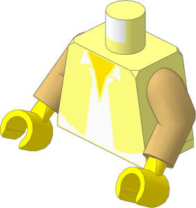 Minifig Torso with Arms and Hands with SW Vest, White Shirt and Light Nougat Neck Pattern