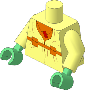 Minifig Torso with Arms and Hands with SW Belt Pockets and Necklace Blissl Flute Pattern