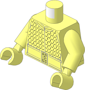 Minifig Torso with Arms and Hands with SW Kylo Ren with Jacket with Silver Checkered Lines and Belt Pattern