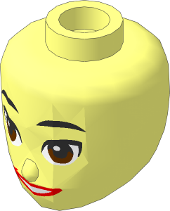 Figure Friends Head with Black Eyebrows, Reddish Brown Eyes, Dark Orange Open Mouth Smile Pattern