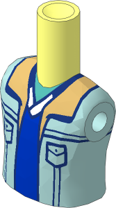 Figure Friends Boy Torso with Sand Blue Jacket with Tan Lapels over Blue and White Shirt Pattern