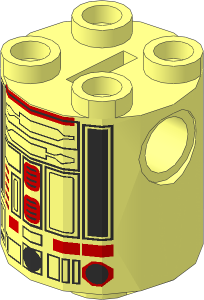 Cylinder  2 x  2 x  2 Robot Body with Red and Silver Pattern (R4-G0)