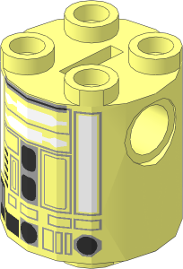Cylinder  2 x  2 x  2 Robot Body with Silver Lines and White and Silver Pattern (Astromech Droid)