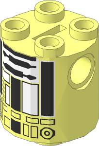 Cylinder  2 x  2 x  2 Robot Body with White and Black Pattern (R2-Q2)