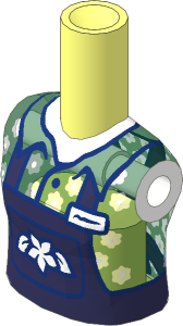Figure Friends Girl with Coral and Bright Light Orange Shirt, Dark Blue Trim and White Flower Pattern