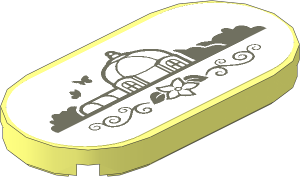 Tile  2 x  4 with Rounded Ends with Botanical Garden Sketch Sticker