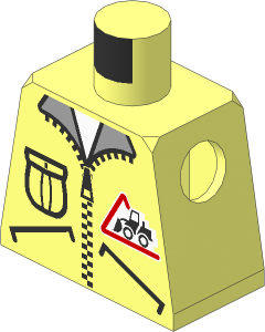 Minifig Torso with Zipper Jacket, Pockets and Bulldozer Logo Pattern