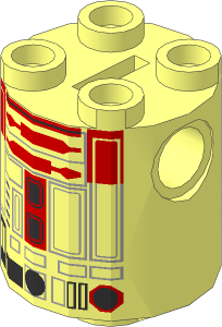 Cylinder  2 x  2 x  2 Robot Body with Red Pattern (R4-P22)