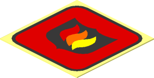 Sticker  1.1 x  1.1 with Fire Logo Badge