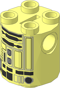 Cylinder  2 x  2 x  2 Robot Body with Silver Lines Pattern (R3-S1, R2-BHD)