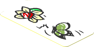 Sticker  1.8 x  0.8 with Flower and Butterfly Sketch