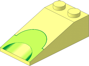 Slope Brick 18  4 x  2 with Lime and Green Semi-Circles Pattern