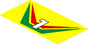 Sticker  1.9 x  3.5 with White "1" and Red an Green Stripes