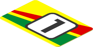 Sticker  0.9 x  1.5 with Black "1" in White Square and Red an Green Stripes - Left Side