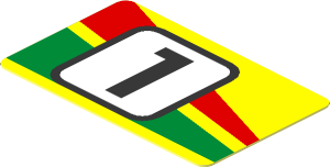 Sticker  0.9 x  1.5 with Black "1" in White Square and Red an Green Stripes - Right Side