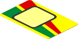 ~Sticker  0.9 x  1.5 with Black "1" in White Square and Red an Green Stripes - Common Geometry