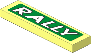 Tile  1 x  4 with White "RALLY" on Green Sticker