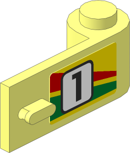 Door  1 x  3 x  1 Right with Black "1" in White Square and Red an Green Stripes Sticker