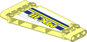 Technic Panel  5 x 11 Trapezium with Yellow "MKIII", Dark Blue and Yellow Stripes Sloped Left Sticker