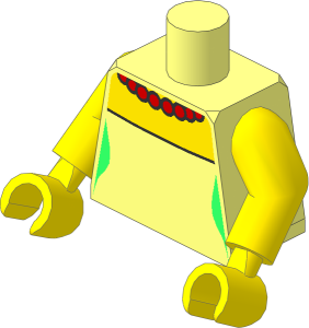 Minifig Torso with Arms and Hands with Dress and Red Beads Necklace Pattern