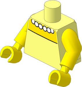 Minifig Torso with Arms and Hands with Yellow Chest and White Beads Necklace Pattern