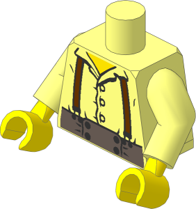 Minifig Torso with Arms and Hands with LOTR Button Shirt with Braces Pattern