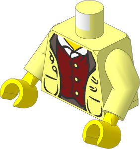 Minifig Torso with Arms and Hands with LOTR Jacket and Dark Red Vest Pattern